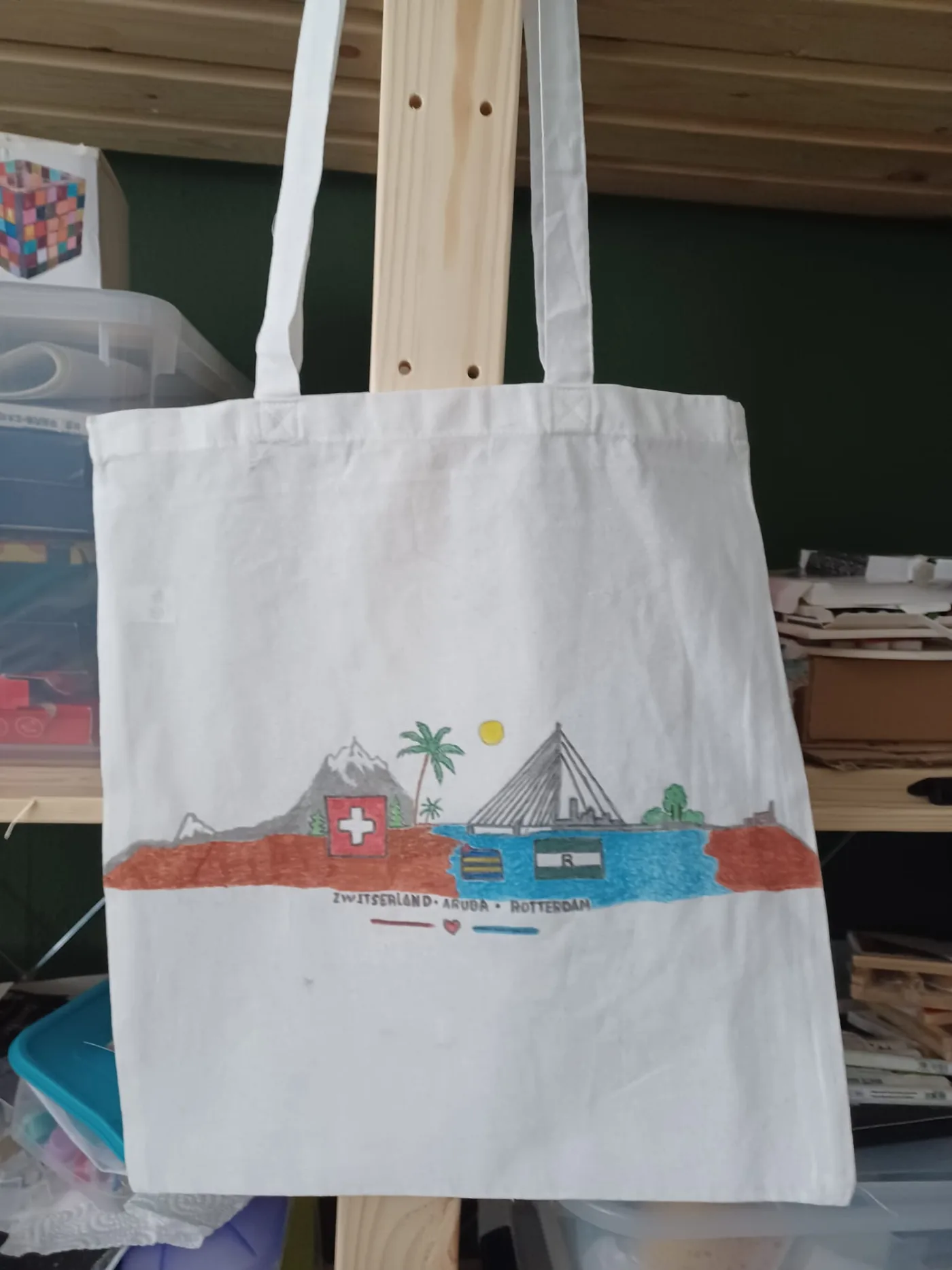 Zwitserland · Aruba · Rotterdam — Persoonlijke linnen tas